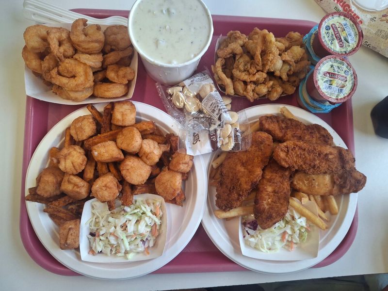 Fried Shrimp, Scallops, And Fish Round Out The Platter