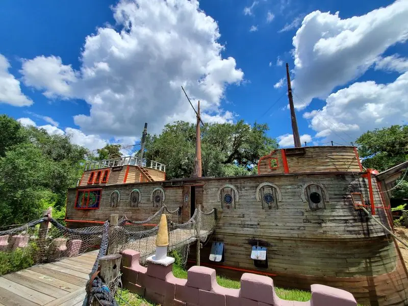 The Giant Galleon Floating In The Moat