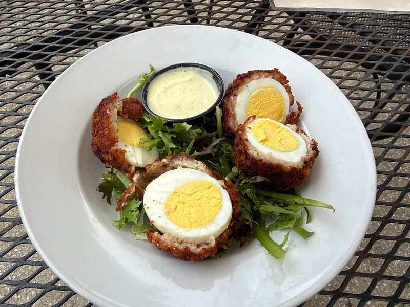 Scotch Eggs And A Pretzel Bigger Than The Plate