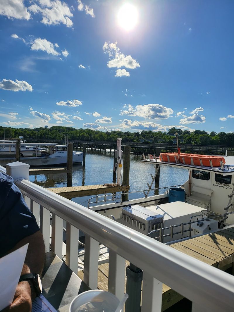 Deck Seats Right Beside The Marina And Marsh