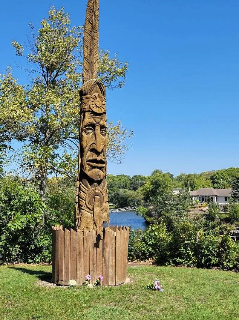 A 33-Foot Totem Pole Stands Close By