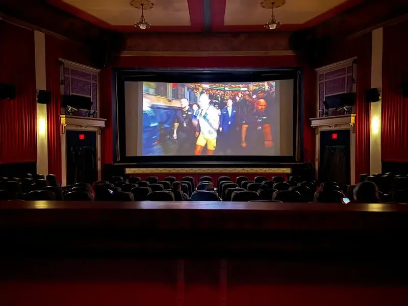 A Riverside Town Theater With One Very Big Screen