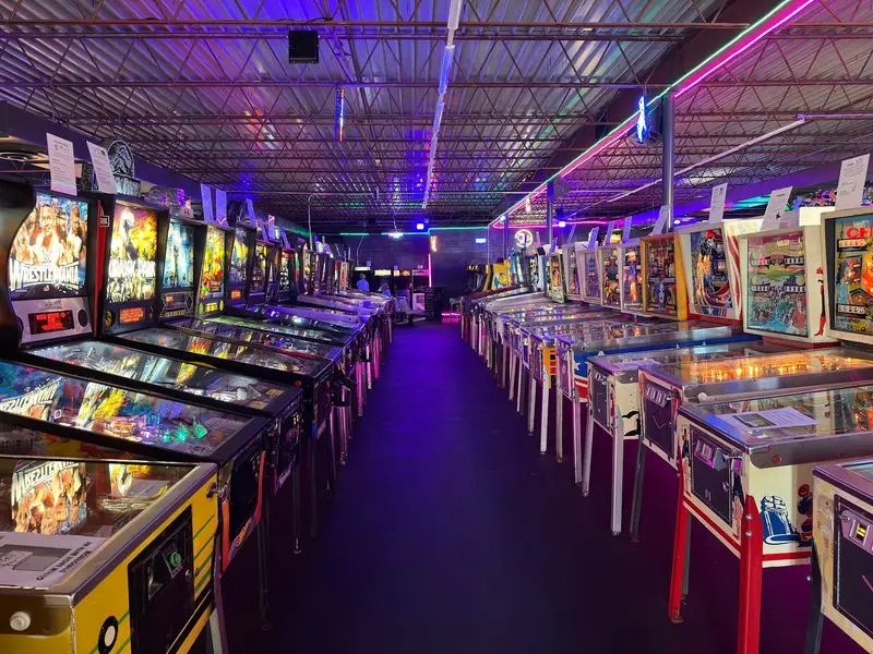A Small-Town Main Street Spot That Hides A Wall Of Flashing Flippers