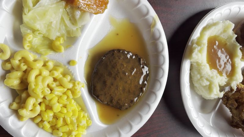 Greens, Mac And Cheese, And Biscuits Make The Side Dish Section Busy
