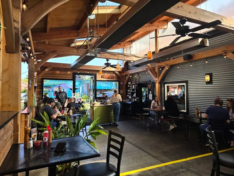Heaters, A Fire, And A Patio Built For Damp Mornings